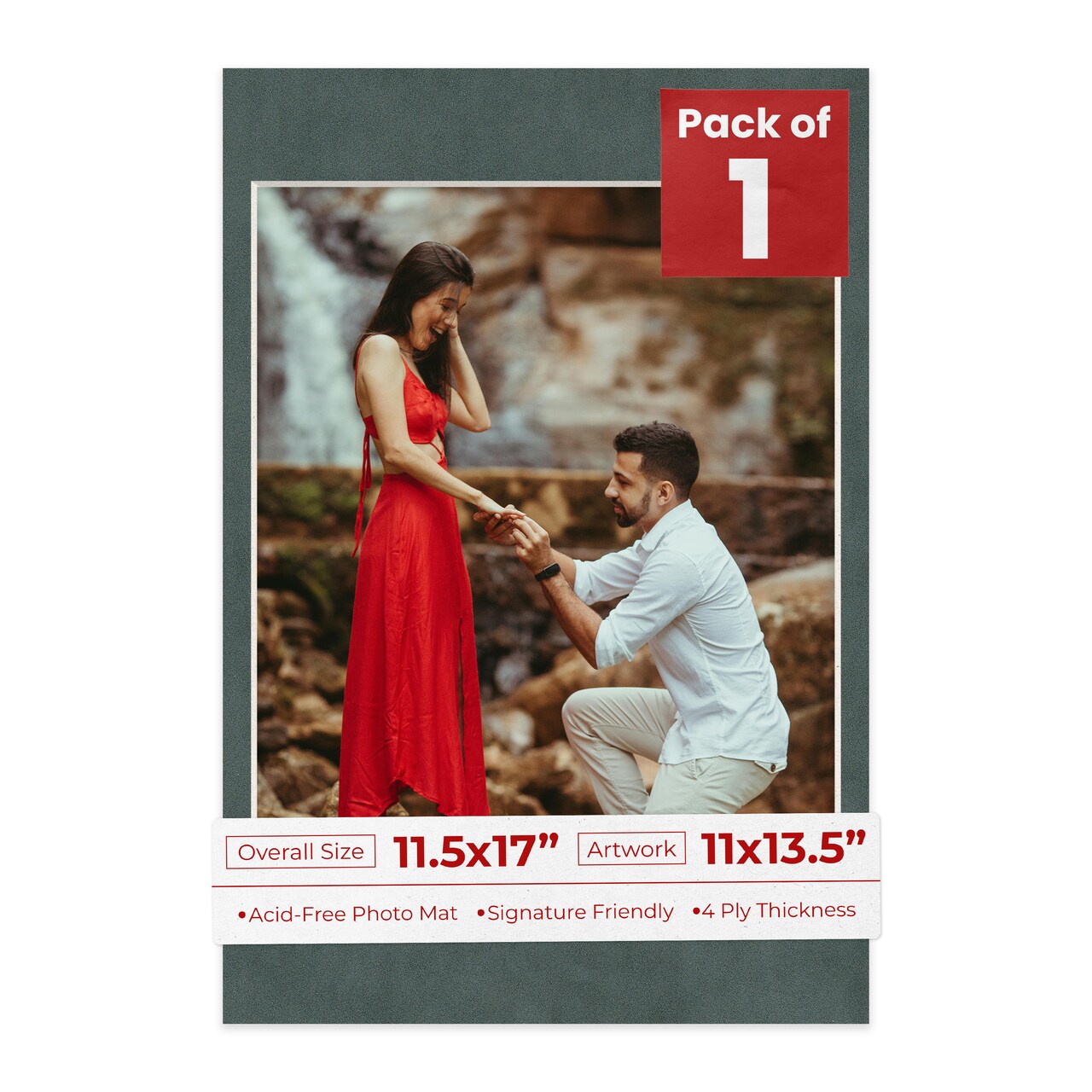 Dark Grey Suede Mat Board for 11.5x17 Frames - Fits 11x13.5 Photos